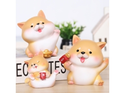 Lucky Shiba Inu Pequena Decoração Carro Decoração Desktop Decoração Artesanato Cute Cartoon Wang Shiba Dog Dolls 3Pcs