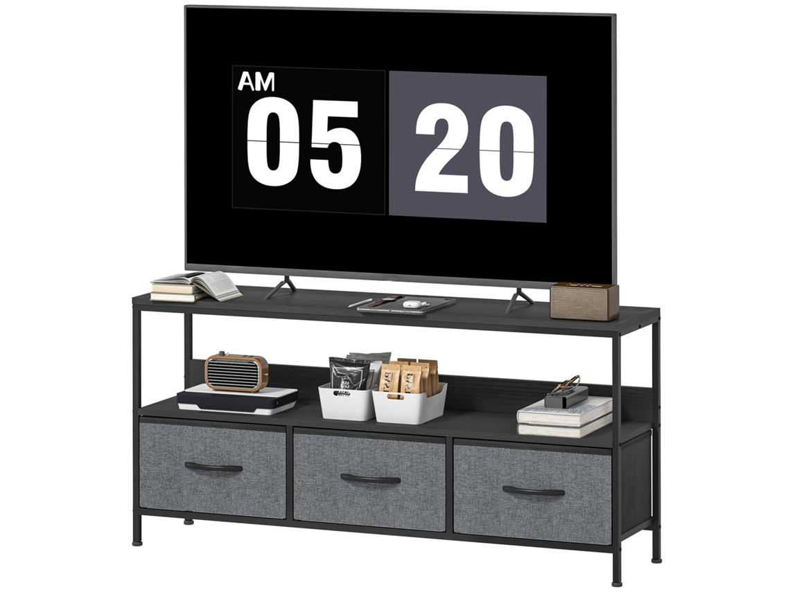De Utilização Exterior, Na Cor Preto, 120 X 29 X 56 Cm, Televisores Até 55 Polegadas, 3 Gavetas Bem Como Pés Fabricada Em Aço