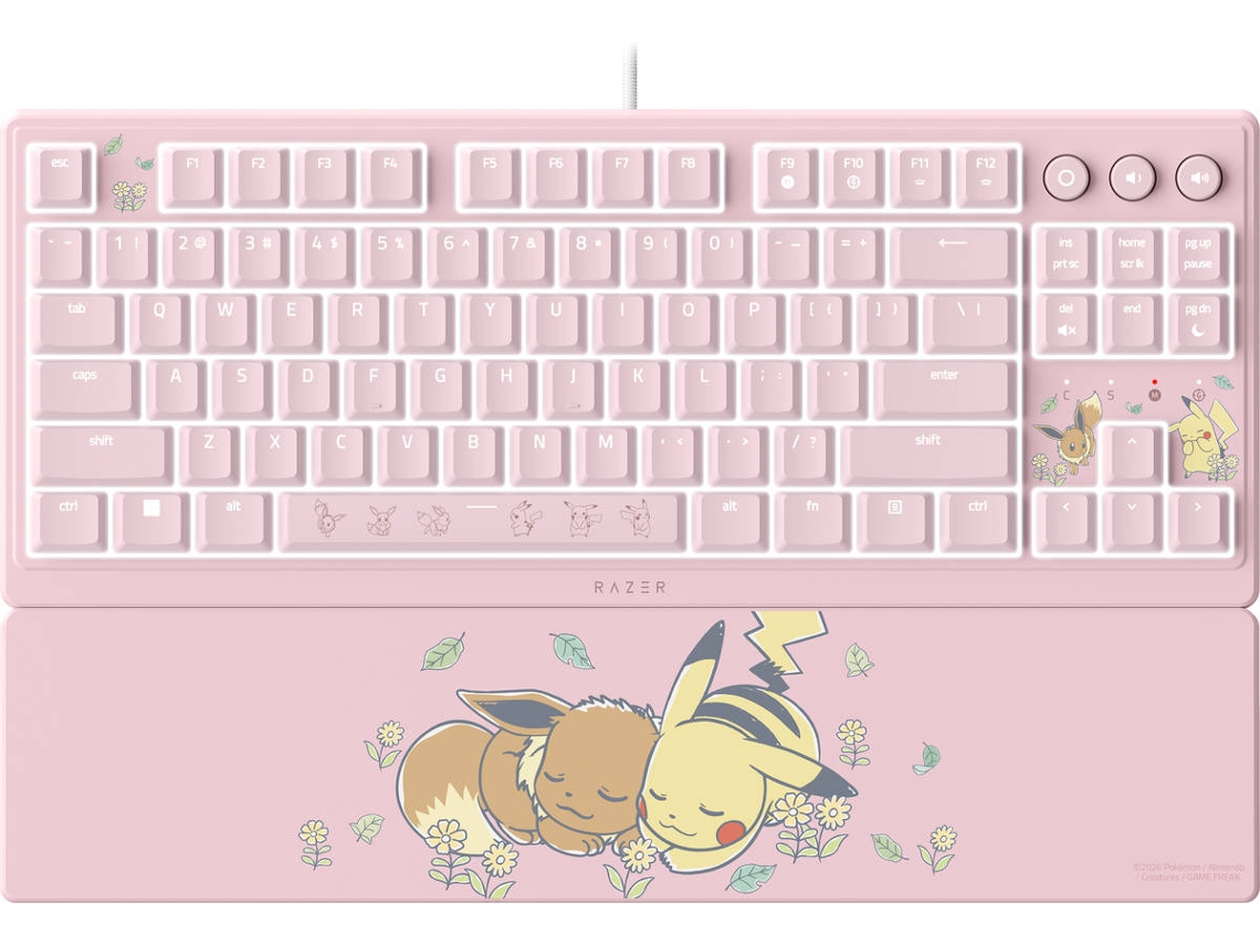 Teclado RAZER Ornata V3 Tenkeyless - Pokémon Pikachu e Eevee Edition (Inglês - Rosa)