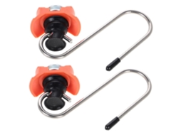 Conjunto de 2 ganchos metálicos em forma de S para amarração de carga em caminhões, com conexão para trabalho.
