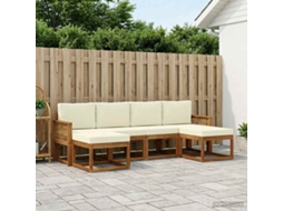 Vidaxl Conjunto De Sofás Para Exterior 6 Unid. Natural E Creme