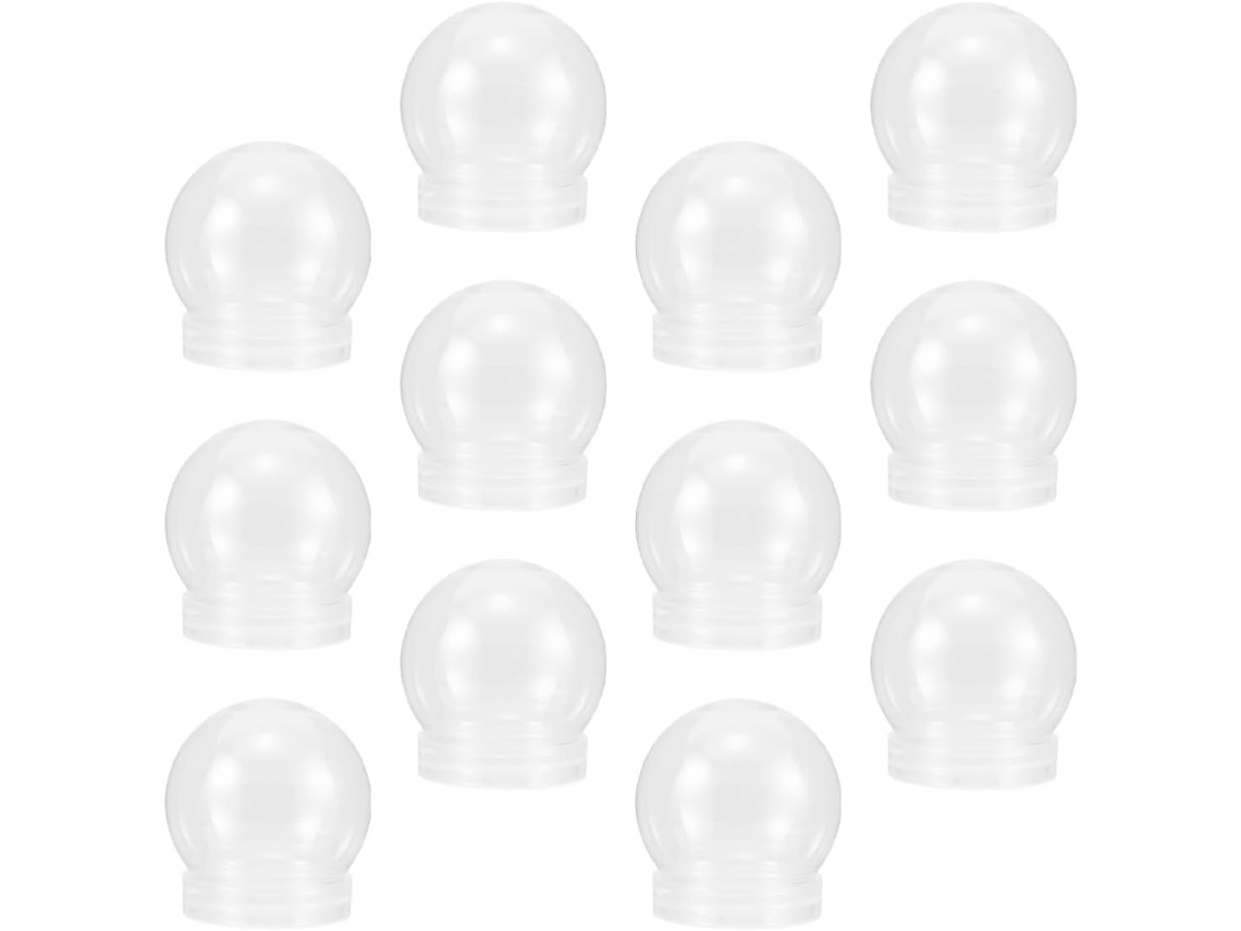 Conjunto De 12 Globos De Neve De Plástico Transparente, 150ml, Com Tampas De Rosca.