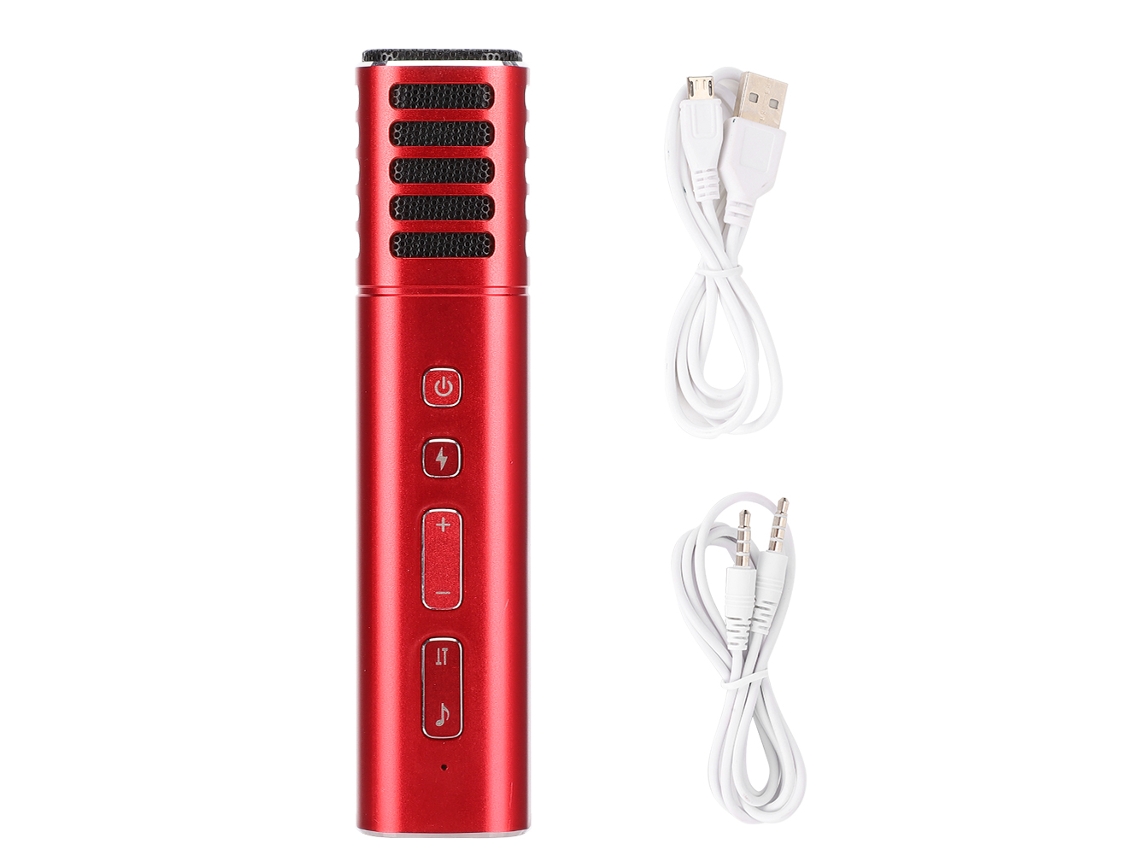 Microfone capacitivo com fio A9 com placa de som, microfone portátil para podcasting de voz, karaokê, conferências, cor vermelha Brilvibera