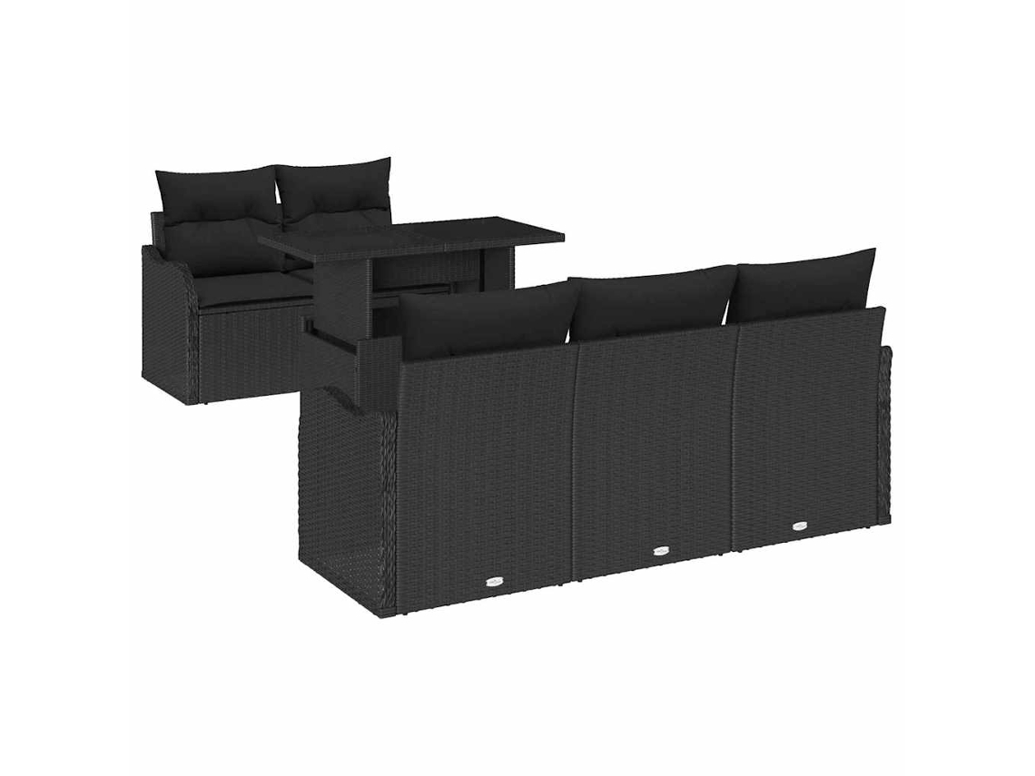 Maison Exclusive - Conjunto De Sofá De Jardim 6 Pcs Preto Rattan De Polipropileno