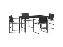 Conjunto de Jantar Jardim 5 Pcs Preto e Creme Vime PE MAISON EXCLUSIVE