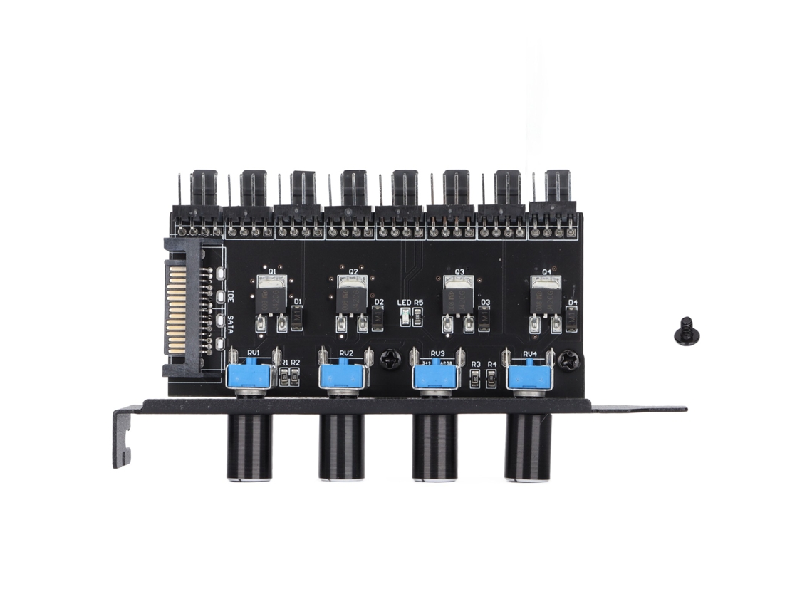 Controlador De Velocidade De Ventilador Pc Fan Hub 12v 4 Pinos 8 Canais 4 Botões Interface Sata