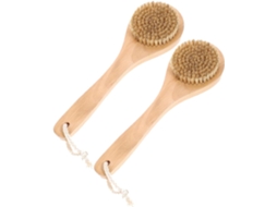 Escova Esfoliante Corporal De Duas Peças Com Cerdas Javali E Cabo Curto Para Massagem Esfoliação, Estimula A Circulação