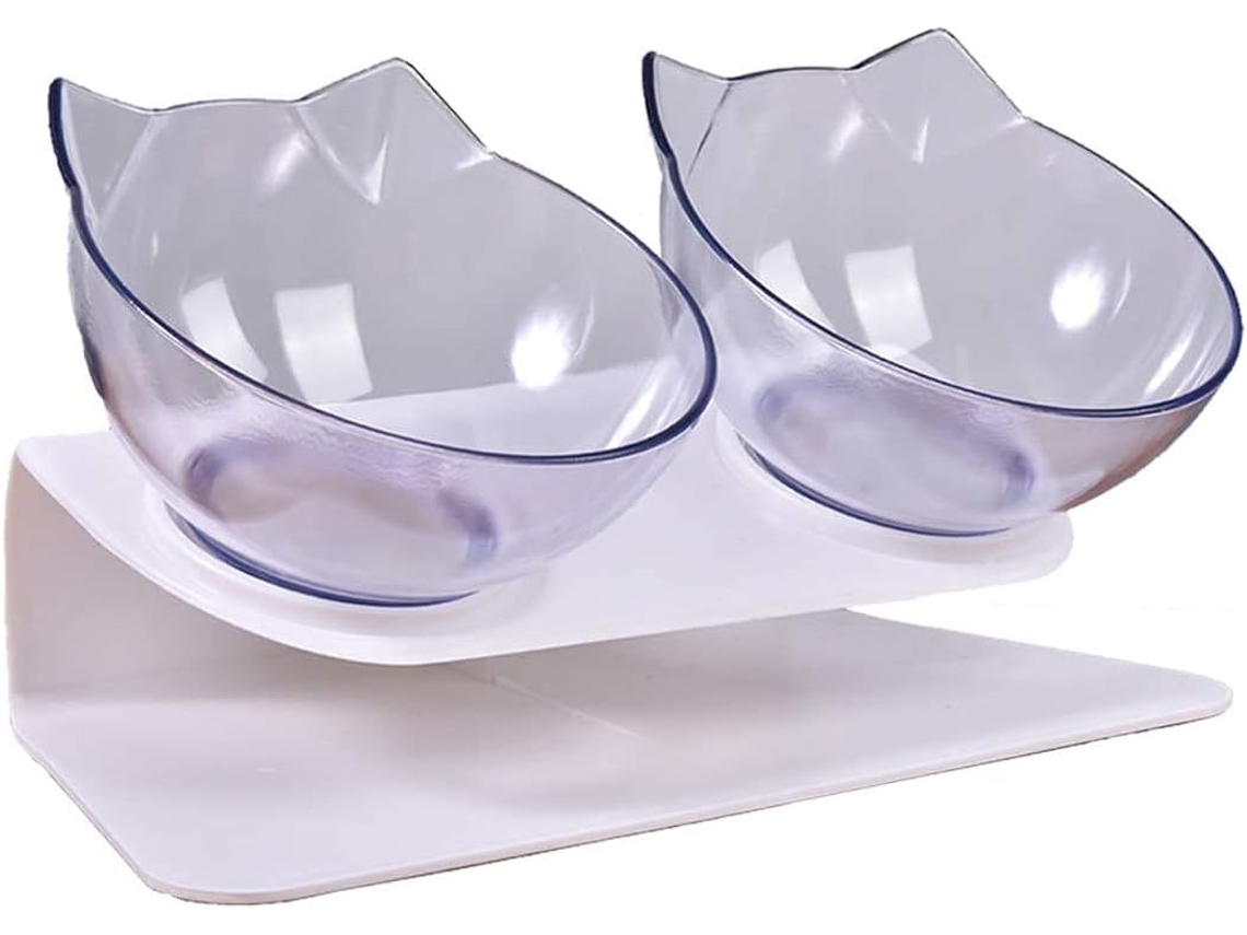Comedouro para Gatos com Plataforma Inclinada a 15° e Suporte para Água e Ração AQUAFORGE