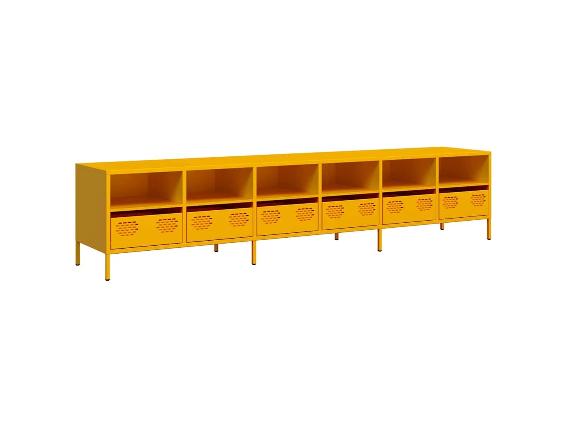 Móvel para TV em aço laminado a frio, amarelo Mostaro, 202x39x43,5 cm, EXCLUSIVO DA MAISON