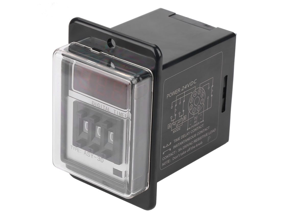 RELÉ DE TEMPO HKJ LCD, retardo elétrico, 0-999min, 24VDC