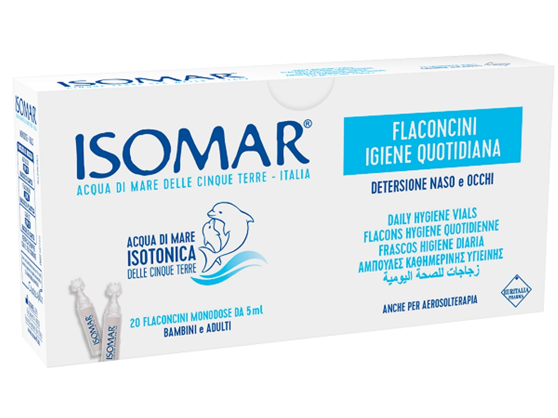 Isomar Solução Isotónica Água Do Mar Higiene Diária 20 Frascos Monodose 5 Ml Isomar