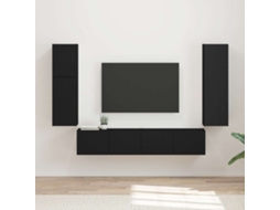 Vidaxl Conjunto De Móvel De Tv 4 Unid. Preto Derivados De Madeira
