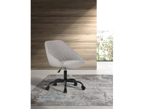 Cadeira de Estudo HISPANOHOGAR Lucie Tecido Cinzento com Rodas 74-84X58X60 Cm