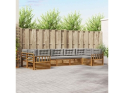 Vidaxl Conjunto De Sofás Para Exterior 7 Pcs Cinza Natural E Claro