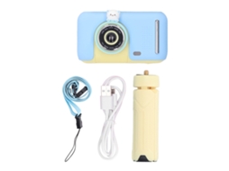 Câmera Infantil Hd 2.4 Polegadas 40mp 1080p Lente Flip 180 Graus Brinquedo Azul Amarelo