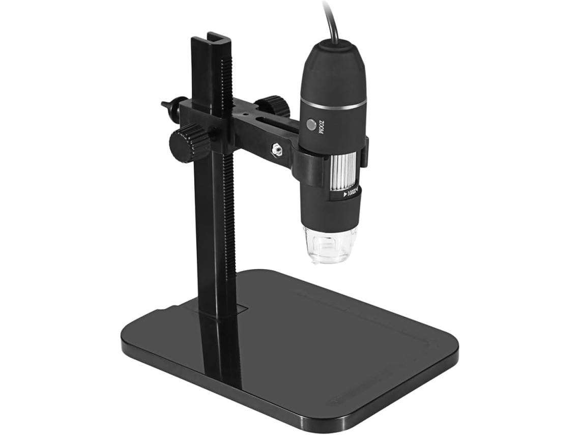Microscópio Digital Portátil Usb Com Lupa E Suporte Elevatório Para Exploração Microscópica.