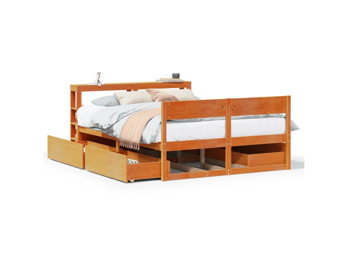 Cama Sem Colchão 120x200 cm Madeira Pinho Maciça Castanho mel MAISON EXCLUSIVE