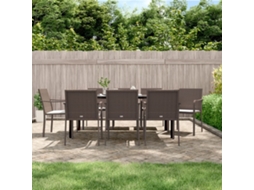 Vidaxl 9 Pcs Conjunto De Jantar P/ Jardim Com Almofadões Vime Pe E Aço