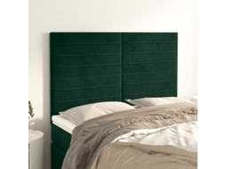 Vidaxl Cabeceira Verde Escuro 144x5x118/128 Cm Veludo