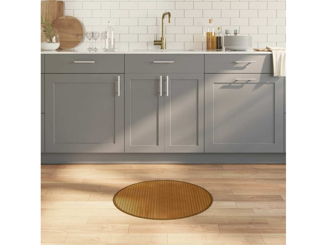 Vidaxl Tapete Redondo 60 Cm Bambu Castanho