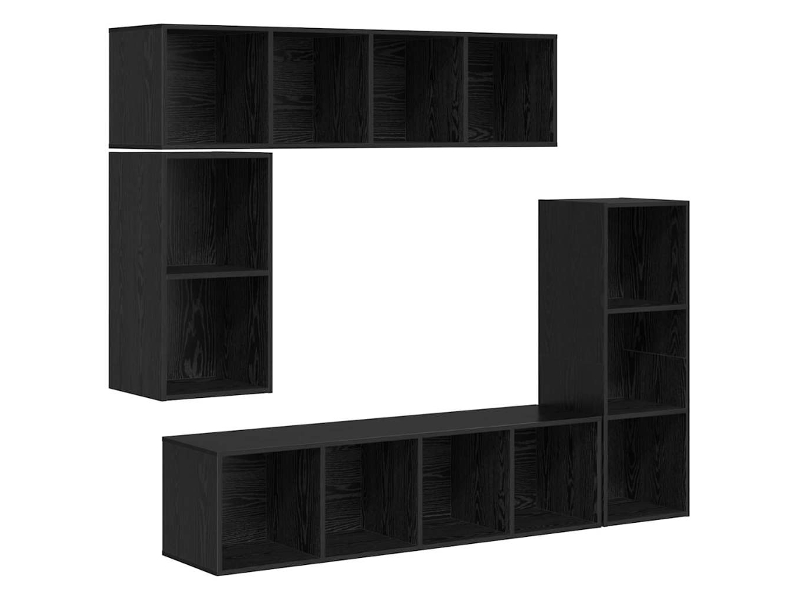 Conjunto Móvel TV MAISON EXCLUSIVE 4 Peças Carvalho Preto Madeira Processada