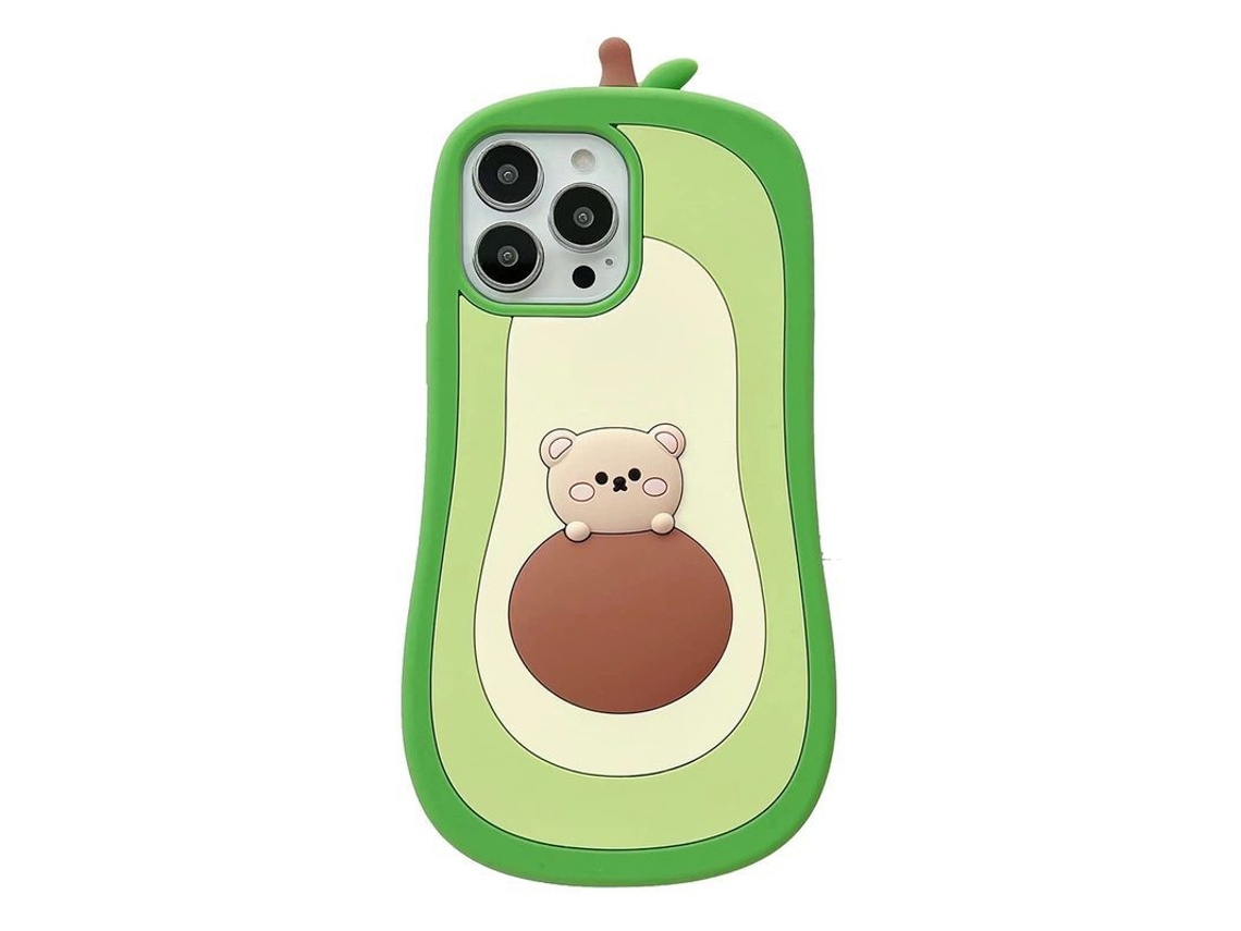 Capa de celular kawaii para iPhone 14 Pro Max, case de abacate, design divertido