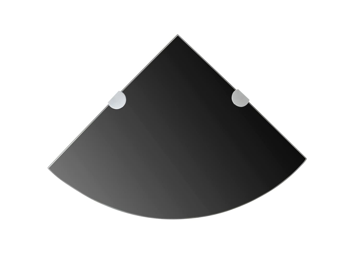 Vidaxl Prateleira De Canto Com Suportes Cromados Vidro Preto 25x25cm