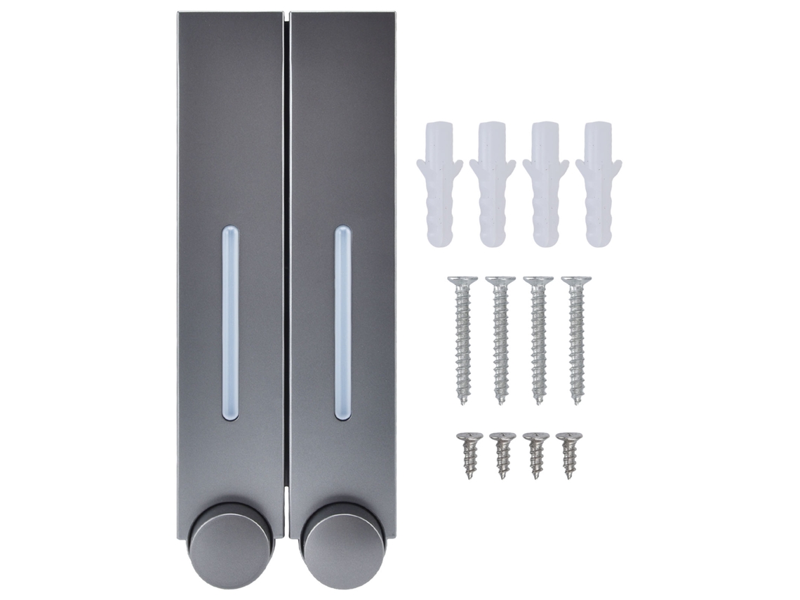 Dispensador de Sabão Manual Parede Recarregável 2x420ml Gray para Hotel Banheiro Acessórios S/MARCA