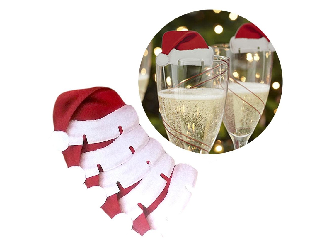 Pacote Com 10 Chapéus De Papai Noel Vermelhos Para Mesa De Natal E Decoração De Vidro Jsr Vermelho Aquaforge