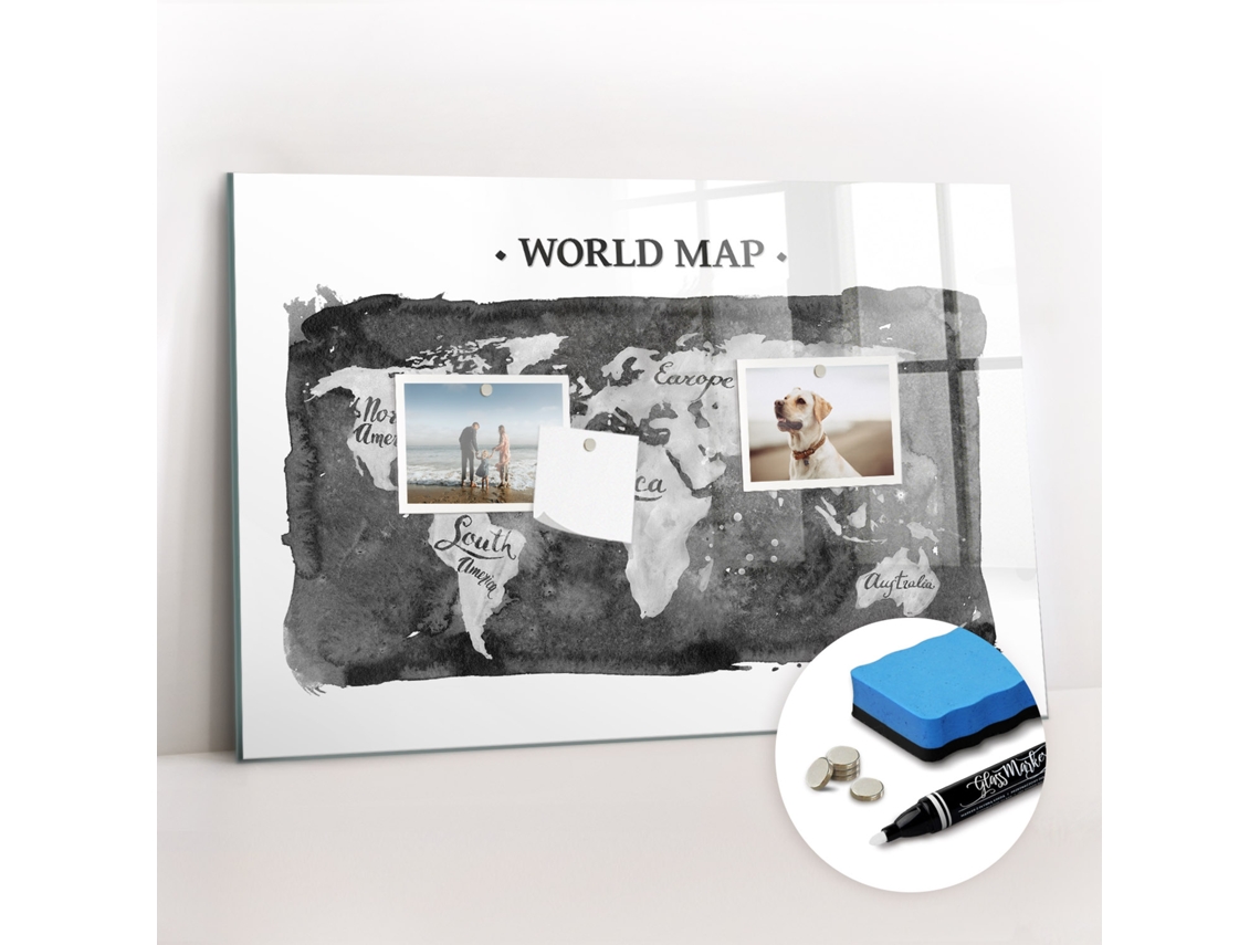 Quadro Magnético Colorido Mapa-múndi Retro Para O Escritório Espelharte (60x40 Cm)