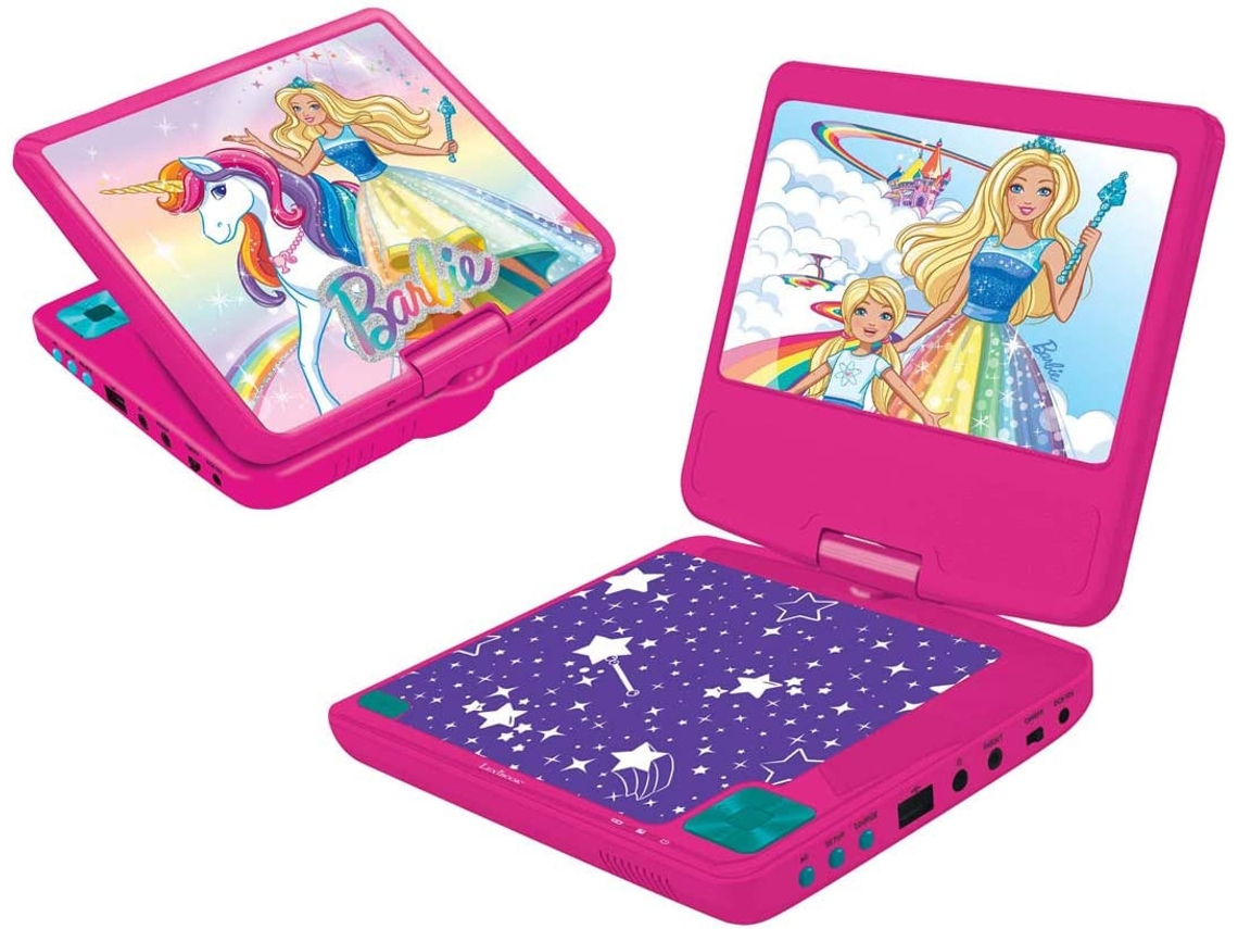 Barbie Leitor De Dvd Portátil, 7 Lcd, 2 Alto-Falantes, Bateria Recarregável, Rosa, Dvdp6Bb LEXIBOOK