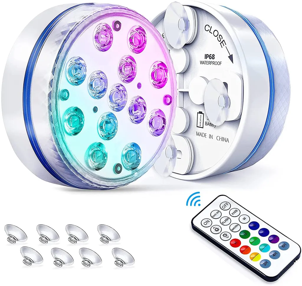 Luzes Led Subaquáticas para Piscina: Controle Remoto, À Prova D'água, para Banheira Subaquática com Ímãs. Decoração de Natal e Halloween BRILVIBERA