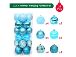Bolas de Natal Pintadas de 6cm, 24pcs, Decorativas para Árvore e Presente