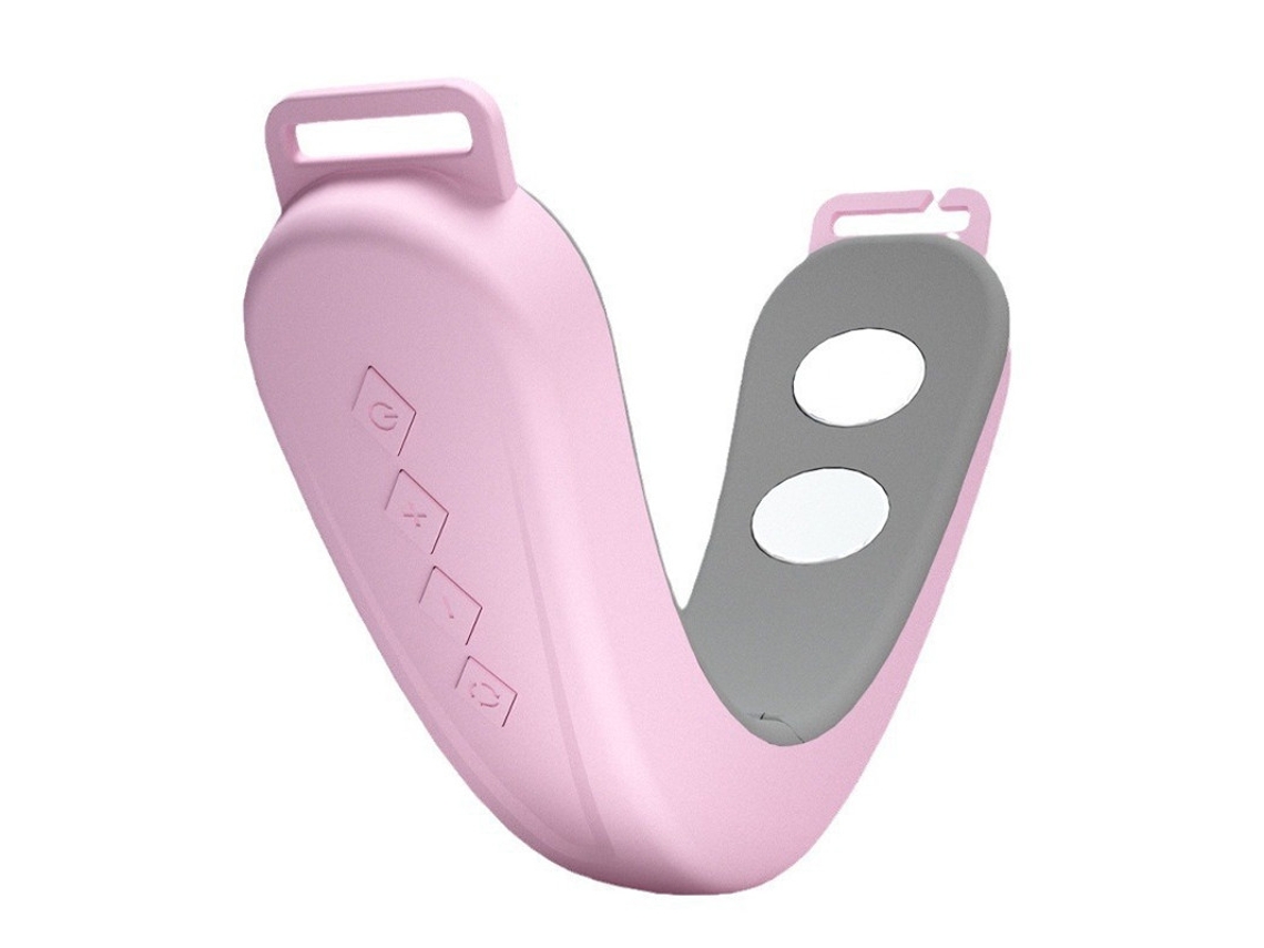 Eliminador Elétrico De Queixo Duplo E Massageador Facial Em Formato De V 6 Modos Ajustáveis 12 Intensidades Design Portátil Rosa Bestvite