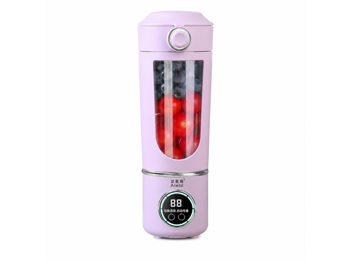 Liquidificadora Portátil Recarregável 700 Ml, Copo Para Sumos Com Tampa Dupla, Roxa