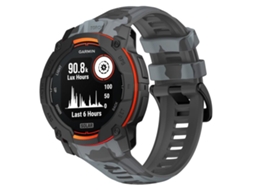 Bracelete Para Garmin Instinct 3 Amoled / Solar (45mm) - Silicone - Estampa Camuflada Preto E Cinza