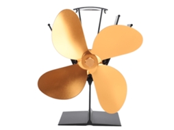 Ventilador Parede Fogão Lenha 4 Lâminas Dourado