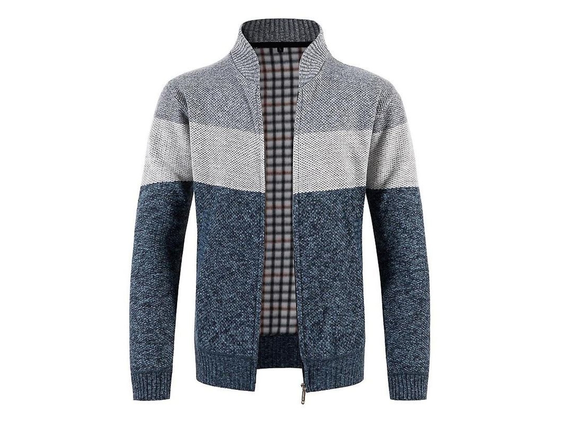 Fasst chaqueta Abrigo Cardigan para Hombre de Pile de Bloques de Color Grueso Caliente Manga Larga Invierno