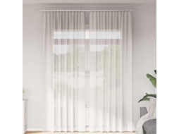 Vidaxl Cortinas De Voile Com Bolsos Para Varão 2 Pcs Branco