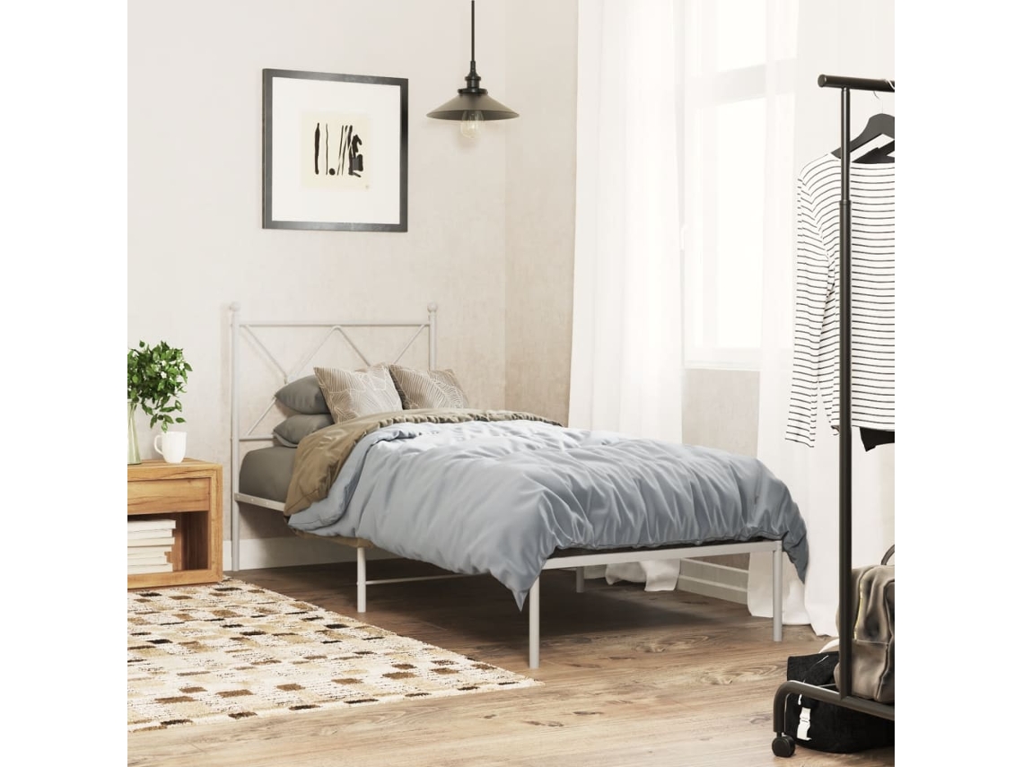 Estrutura De Cama Sem Colchão Com Cabeceira 75x190 Cm Branco