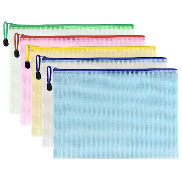 Conjunto de 10 Bolsas de Malha com Zíper para Documentos e Órgãos BRILVIBERA
