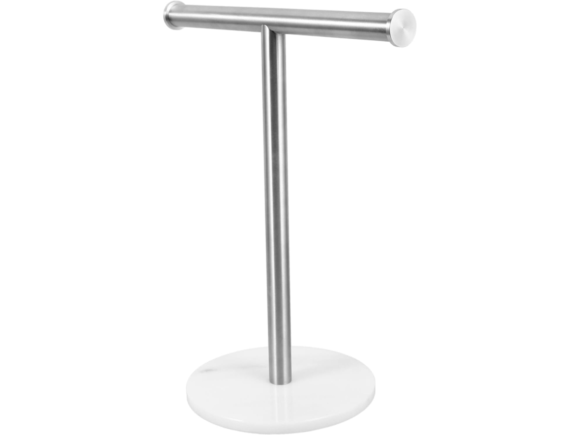 Suporte De Toalhas Em Aço Inoxidável Formato T Com Base Mármore
