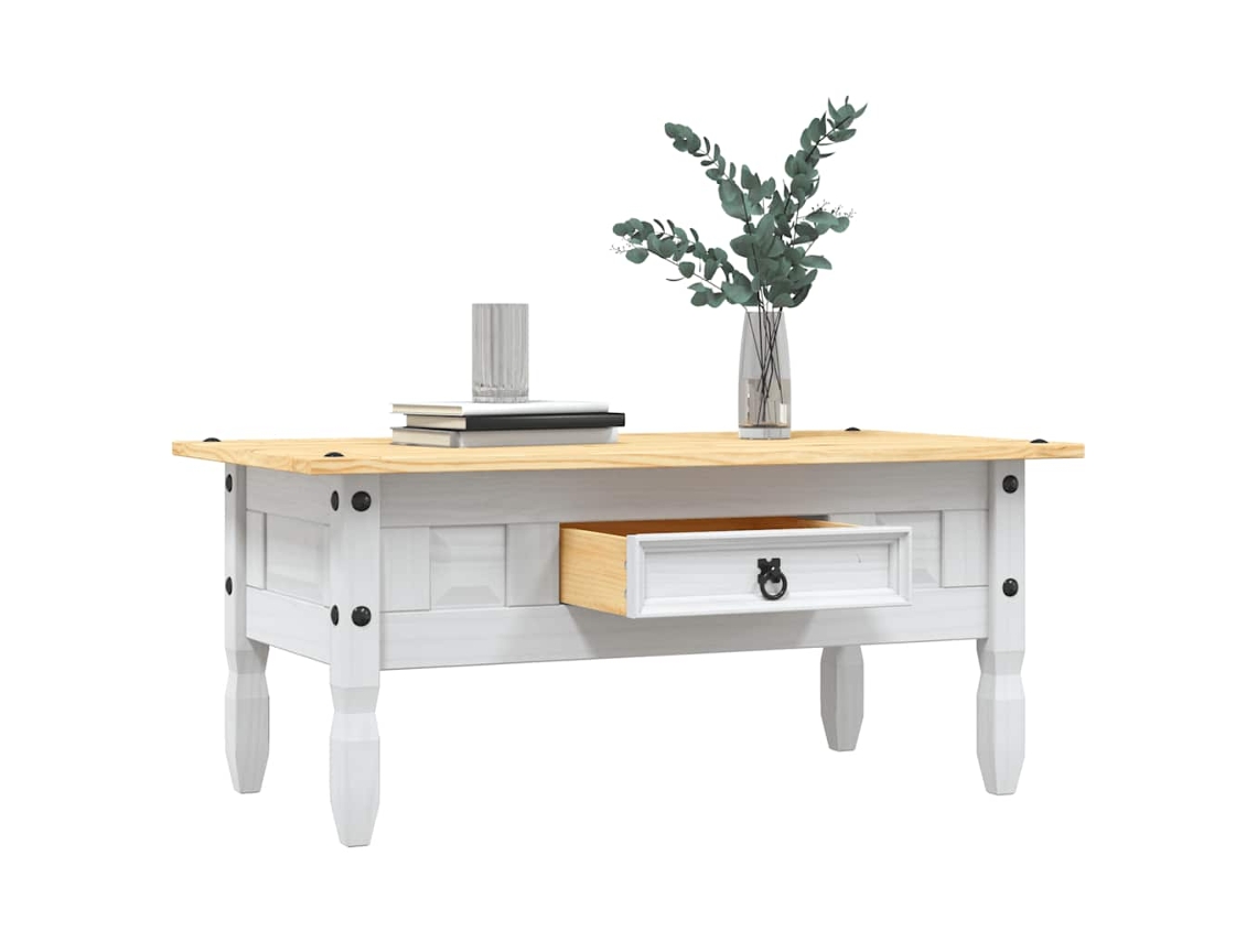 Mesa De Centro Corona Pinho Mexicano 100x55x44 Cm Branco DKD HOME DECOR