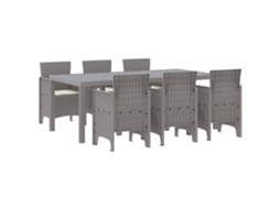 Conjunto 7 Jantar Ao Ar Livre Vidaxl Cinzento-claro Polipropileno (200 X 100 X 73 Cm)