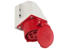 Tomada Saliente Industrial Fêmea Vermelha com Aba 16A 5P 400V 6H Ip44 PCE 115-6K