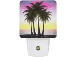 Luminária De Parede Com Plugue, Design De Palmeira Tropical, Dusk Sensor, Led Light Branco Quente, Lâmpada De Baixo