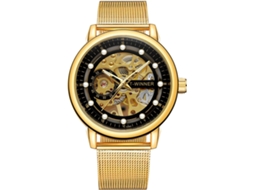 Lurelia Relógio Mecânico Masculino, Automático, Cronógrafo, Luminoso, Mostrador Esqueleto, Turbilhão, Aço Inoxidável