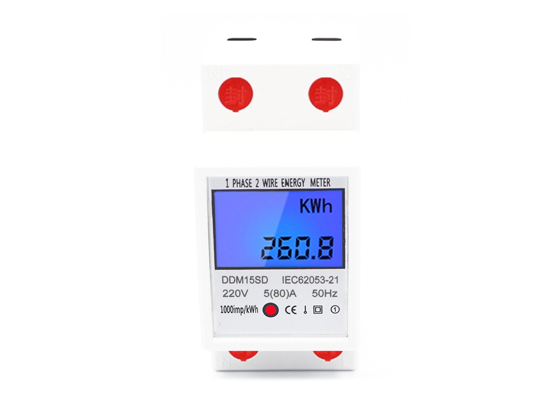 Medidor De Energia Elétrica Monofásico, Com Visor Lcd, Branco
