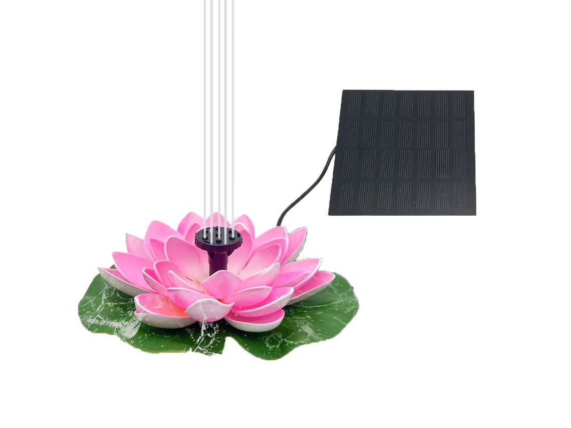 Fonte Solar De Lotus Rosa 1.5w Com Painel Solar Separado - Bomba De Água Para Lago, Piscina E Jardim, Decoração Natural E Sustentável