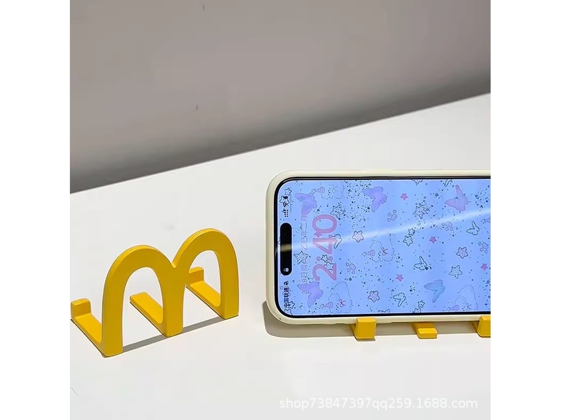 Suporte Para Celular Em Formato De M Do Mcdonald's, Decoração De Mesa, Estação De Trabalho Feminina, Fofo E Exclusivo, 2 Peças.